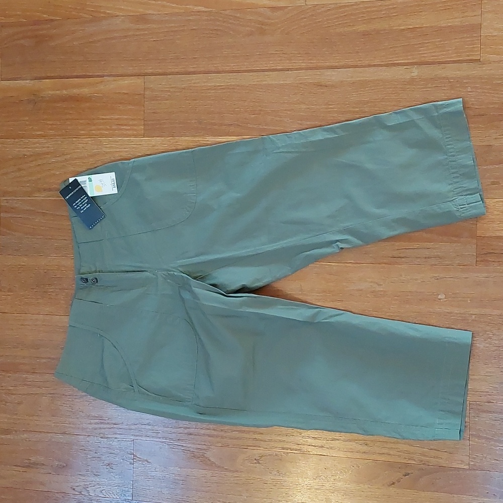 Rafaella NWT Womens 8 Petite 8P Olive Green Capris with Pockets